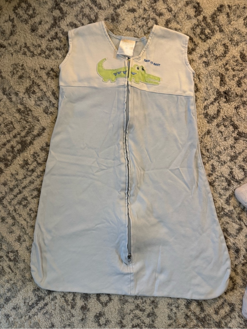Halo Baby Sleep Sack Pajama with Green Crocodile Embroidery - Light Blue